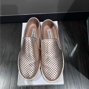 Steve Madden Rose Gold Perforated Slip-Ons